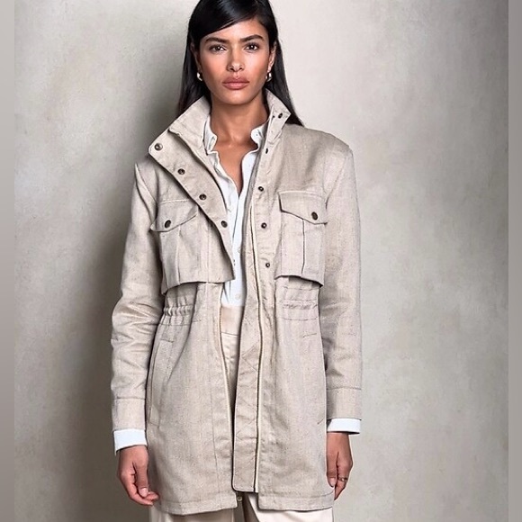 Banana Republic Jackets & Blazers - NWOT Women’s Beige Banana Republic Multi-Pocket Flax Herringbone Utility Jacket
